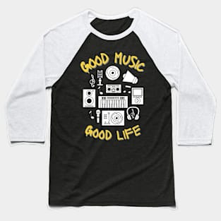 Black And White Modern Good Music Typography Baseball T-Shirt